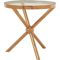 Orsina Durable Round Rose Gold Side Table, Elegant Small Lounge Table For Tea, Stainless Steel Base Bedside Table