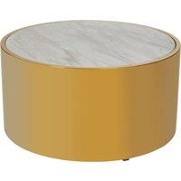Orsina Luxury Round White Coffee Table, Marble Coffee Table, White & Gold Coffee table, Contemporary Cocktail table