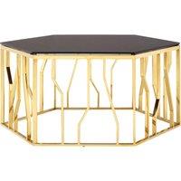 Orsina Modern Hexagonal Coffee Table Sturdy Metal Decorative Table For Livingroom, Hexagonal Display Table in Black