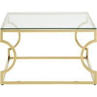 Orsina Contemporary Curved Frame Coffee Table, Durable Lounge Display Table, Functional Sleek Decorative Table in Gold