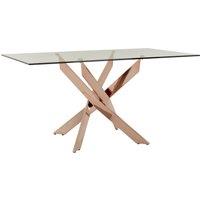 Orsina Luxurious Recatngular Rose Gold Dining Table, Durable & Stylish Kitchen Table, Sturdy Dining Room Table