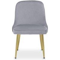 Orsina Velvet Dining Chair, Mid-Century Modern Gold Accented Velvet Dining Chairs, Luxury Dining Chair in Grey