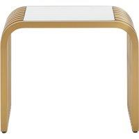 Orsina Matte Gold Slatted End Table, Stylish End Table, Glass Top & Steel Construction Corner Table for Home