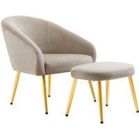 Midnight Blue Velvet Arm Chair with Footstool, Velvet Upholstered Accent Chair & Footstool, Armchair Set