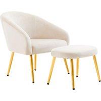 Midnight Blue Velvet Arm Chair with Footstool, Velvet Upholstered Accent Chair & Footstool, Armchair Set