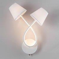 Harper Living Indoor LED Wall Sconce Lamp with 2 Vintage Fabric Shade, Toggle Switch in White