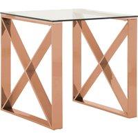 Orsina Durable Cross Legs End Table, Stylish Design Side Table For Livingroom, Versatile Side Table in Rose Gold