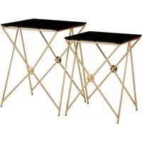 Orsina Stylish Design Gold Finish Side Tables, Versatile Side Table By Couch For Livingroom, Durable Lounge Table in Black