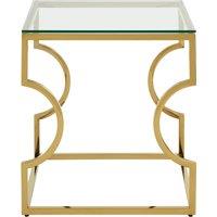 Orsina Contemporary Curved Frame End Table, Durable Lounge Side Table, Functional Sleek Living Room Side Table in Gold