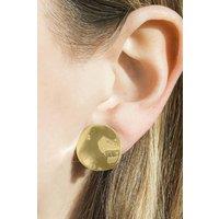 Otis Jaxon London Women's Wavy Disc Sterling Silver Clip On Stud Earrings in Gold