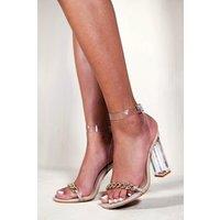 Where's That From Women's 'Athena' Perspex Block Heels in Nude | Size: 8