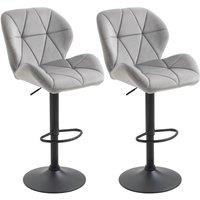 HOMCOM Bar Stool Set of 2 Fabric Adjustable Height Armless Counter Chairs Dark Grey in Light Grey