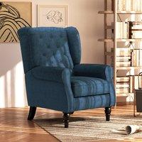HOMCOM Accent Armchair Home Furniture Tufted Club Wood Fabric in Blue