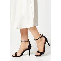 Dorothy Perkins Women's Wide Fit Tyla Barely There High Stiletto Heel Sandals in Black | Size: 7