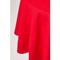 Homescapes Plain Cotton Round Tablecloth, 178 cm in Red