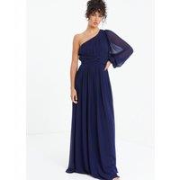 Quiz Women's Blue Chiffon One Sleeve Maxi Dress | Size: 8
