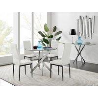 FurnitureboxUK Novara 100cm Round Dining Table & 4 Milan Black Leg Chairs in White