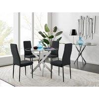 FurnitureboxUK Novara 100cm Round Dining Table & 4 Milan Black Leg Chairs