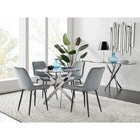 FurnitureboxUK Novara 100cm Round Dining Table & 4 Pesaro Black Leg Chairs in Grey