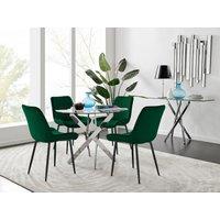 FurnitureboxUK Novara 100cm Round Dining Table & 4 Pesaro Black Leg Chairs in Green