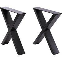 Living and Home Industrial Metal X-Shaped Legs for Tables Desks for DIY Set of 2 in Black