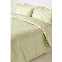 Homescapes Egyptian Cotton Stripe Duvet Cover & Pillowcase 330 TC in Green | Size: Super King