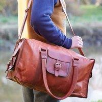 Paper High Brown Leather Holdall | Size: X