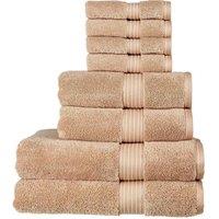 CHRISTY 'Supreme Hygro' Luxury 100% Supima Cotton 8 Piece Towel Sets in Light Brown