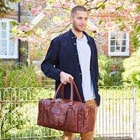 Paper High Brown Leather Holdall with Zipped Pockets | Size: X