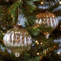 Paper High Set of 2 Large Silver Antique Effect Glass Baubles