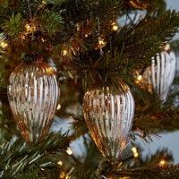 Paper High Set of 3 Silver Antique Effect Glass Teardrop Baubles