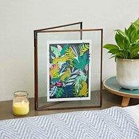 Paper High Antique Brass Reclaimed Glass Folded Double Photo Frame in Copper | Size: Large