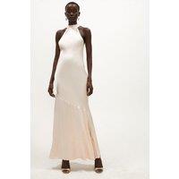 Satin Halter Neck Maxi Dress