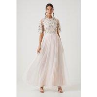 Wildflower Embroidered Top Mesh Skirt Bridesmaid Dress