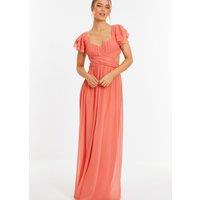 Quiz Women's Orange Chiffon Backless Maxi dress | Size: 18