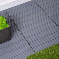Nicoman Pack of 40 Cosmo Garden Patio Cosmopolitan Interlocking Decking Tiles in Light Grey | Size: 1 Pack