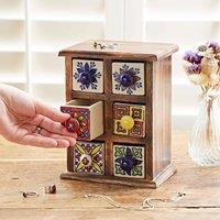 Paper High Hand Painted Multicoloured Ceramic 6 Drawer Chest