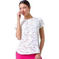 Roman Women's Jacquard Paisley Print Top in Ivory | Size: 10