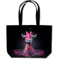Warren Reed - Designer Splashart Giraffe Face Pink Beach Shopper Tote Bag