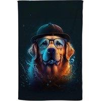 Warren Reed - Designer Golden Retriever Dog Splashart Tea Towel