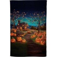 Warren Reed - Designer Enchanted Hallowen Pumpkin Patch Tea Towel in Orange