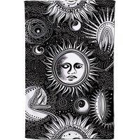Warren Reed - Designer Moon & Sun Black White Tea Towel