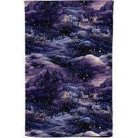 Warren Reed - Designer Snowy Christmas Village On A Starry Night Tea Towel in Blue
