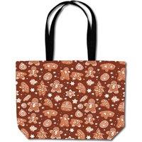Warren Reed - Designer Gingerbread Cookies Beach Shopper Tote Bag in Brown