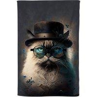 Warren Reed - Designer Birman Cat Face Glasses & Hat Splashart Tea Towel
