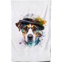 Warren Reed - Designer Jack Russell Dog Splashart Tea Towel