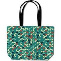 Warren Reed - Designer Geometric Pattern Design Beach Shopper Tote Bag in Green
