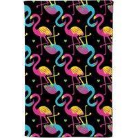Warren Reed - Designer Vivid Flamingo Pattern Tea Towel in Black