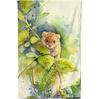 Warren Reed - Designer Dormouse Watercolour Tea Towel in Brown