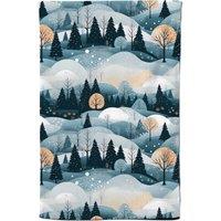 Warren Reed - Designer Dreamy Snowy Christmas Scene Tea Towel in White